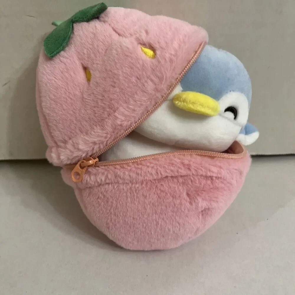 Miniso Fruit Series Blue Penguin In Strawberry Plush Stuffed Animal Toy 6 Inches